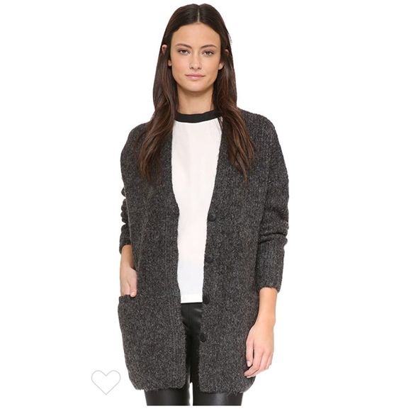 JUST FEMALE JUSSI Women's Small Gray Thick Wool Alpaca Blend Cardigan Sweater - Picture 1 of 13